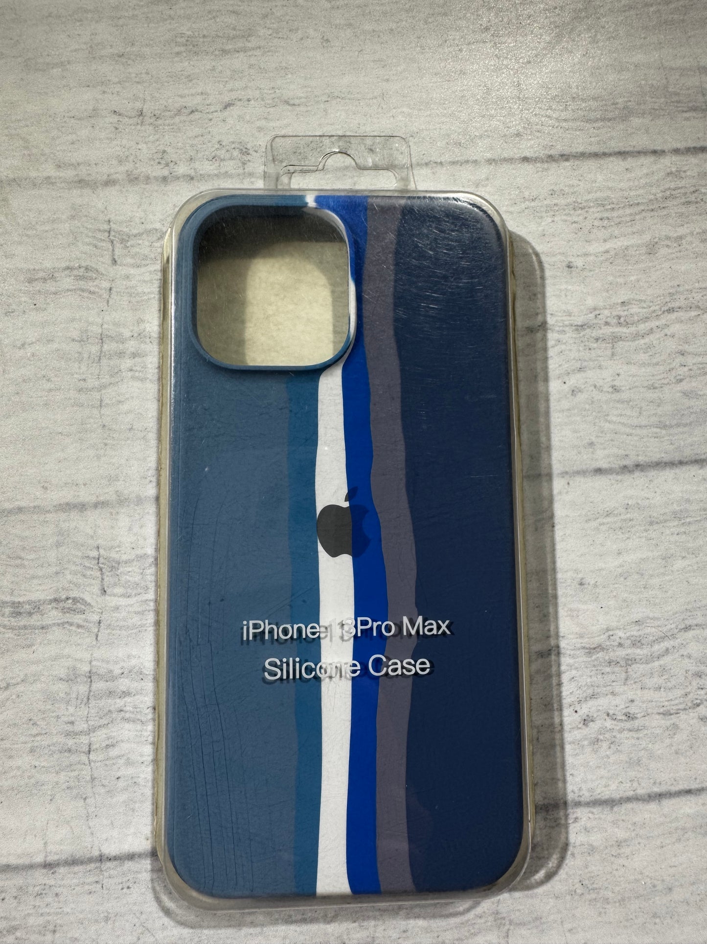 Carcasa Manzana tipo original rayas color azul