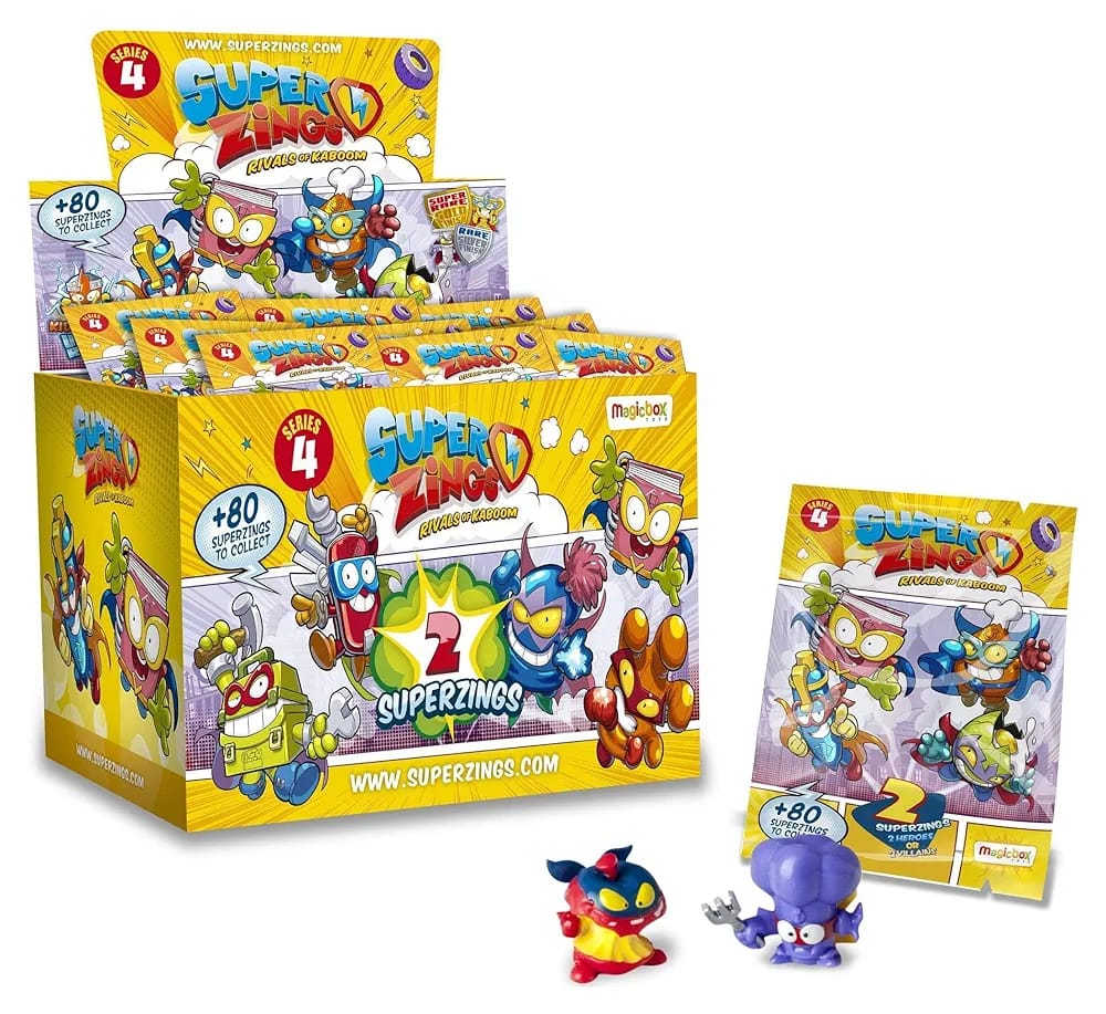 Superzings Serie 4 , Caja con 30 sobres dobles , 60 superzings en total !