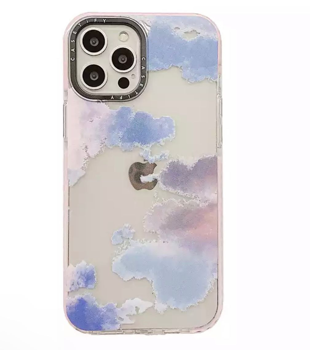 Carcasa tipo casetify Nubes bordes rosados
