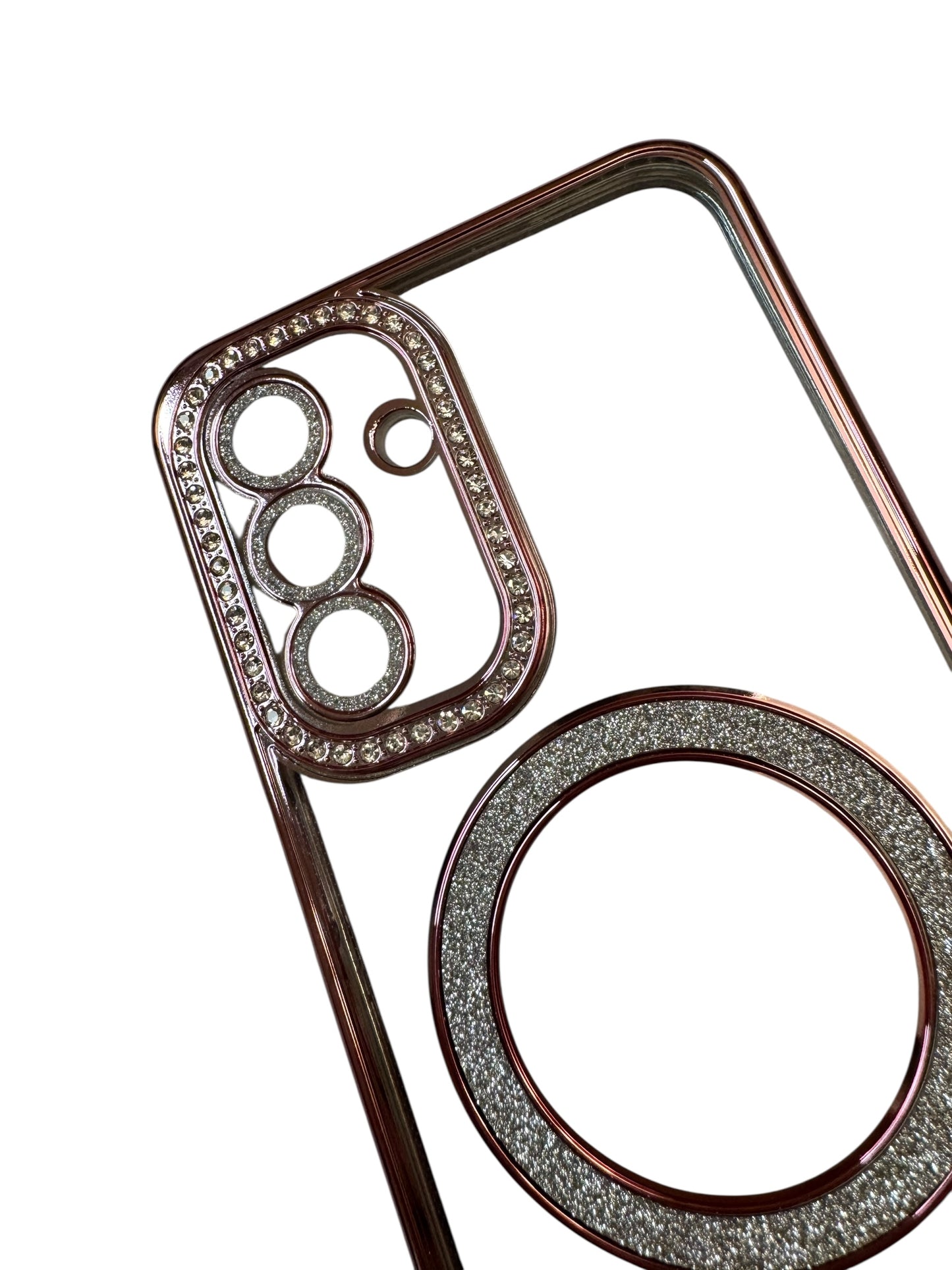 Carcasa Samsung A17 brillos + Magsafe rose gold