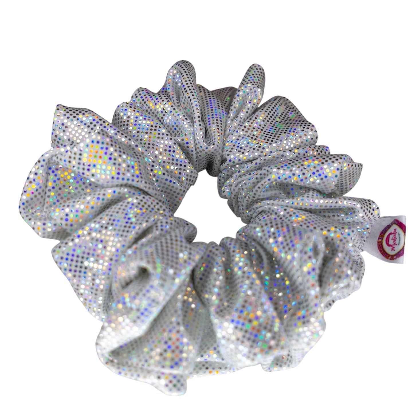 Scrunchie plateado con brillos