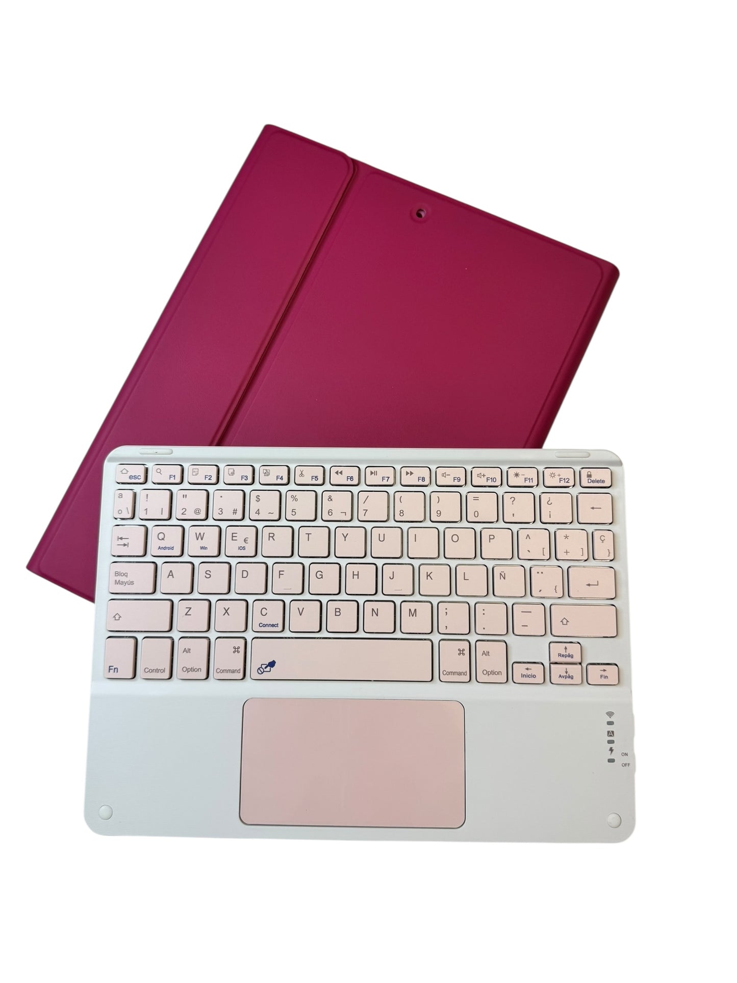 Carcasa + teclado + mousepad para IPAD 10.2 fucsia