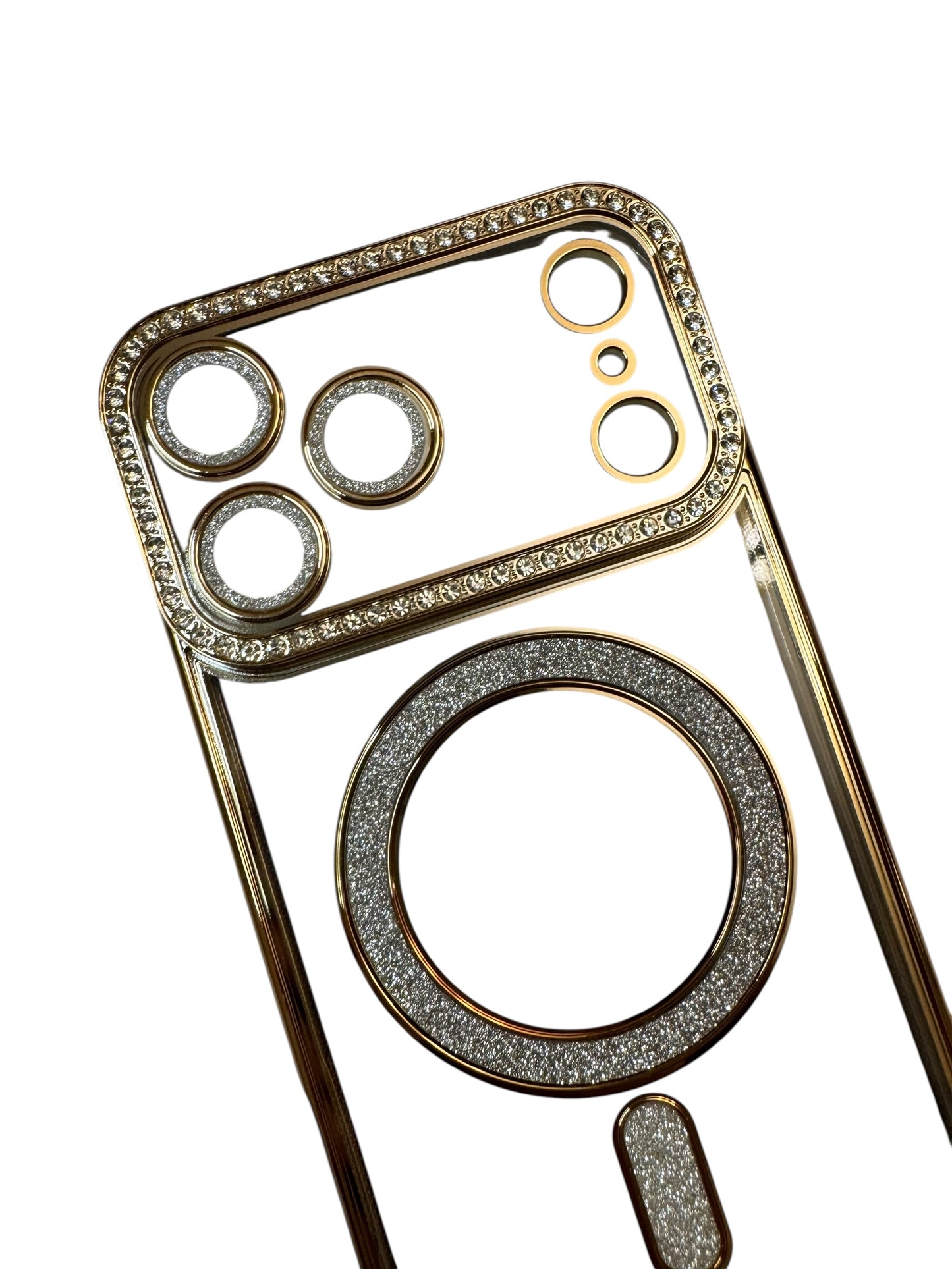 Carcasa iPhone 17 brillos + Magsafe dorado