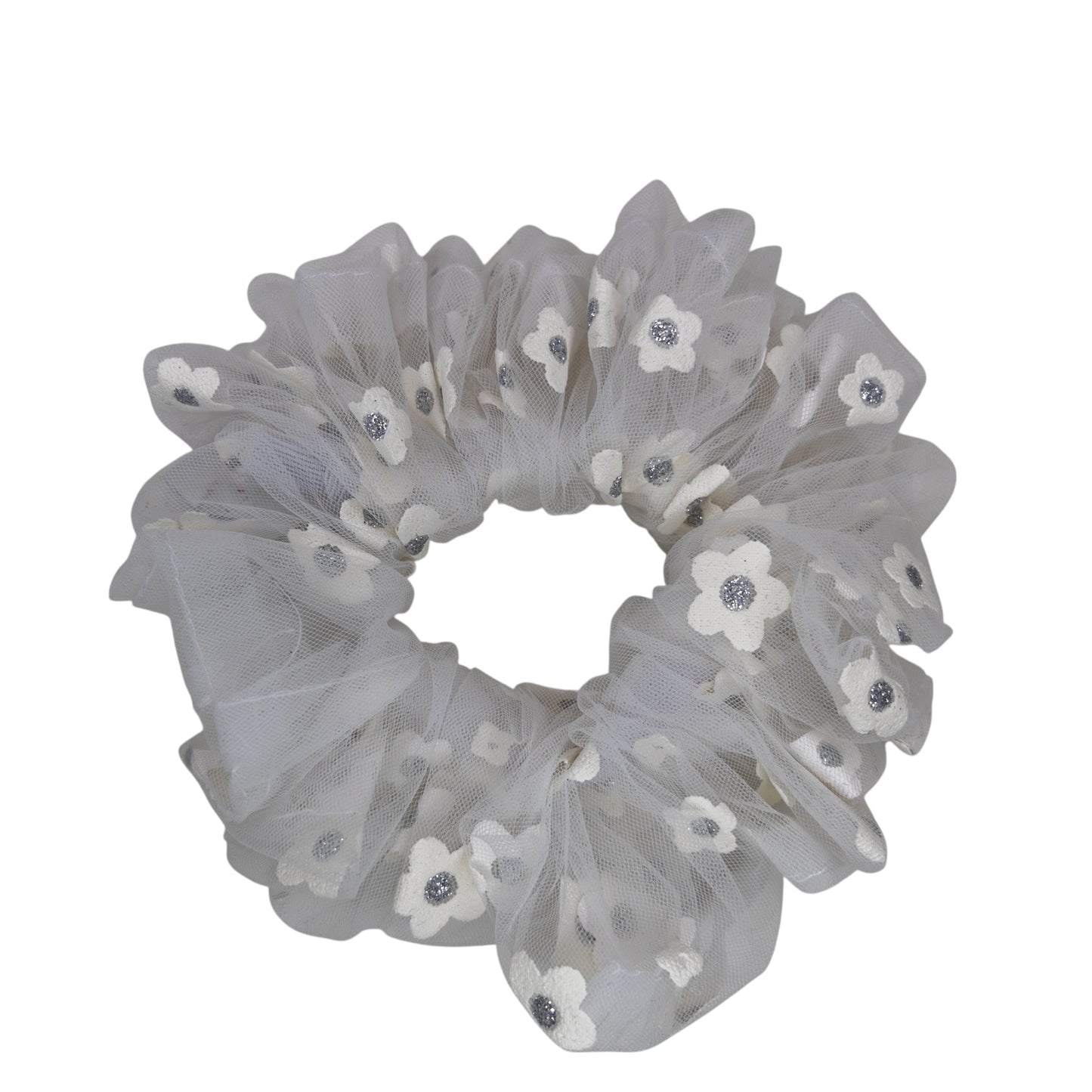 Scrunchie flores blanco