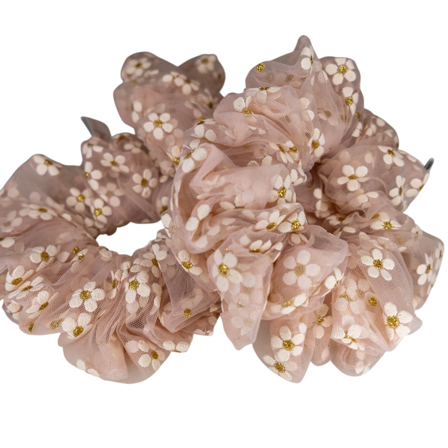 Scrunchie flores rosa palo