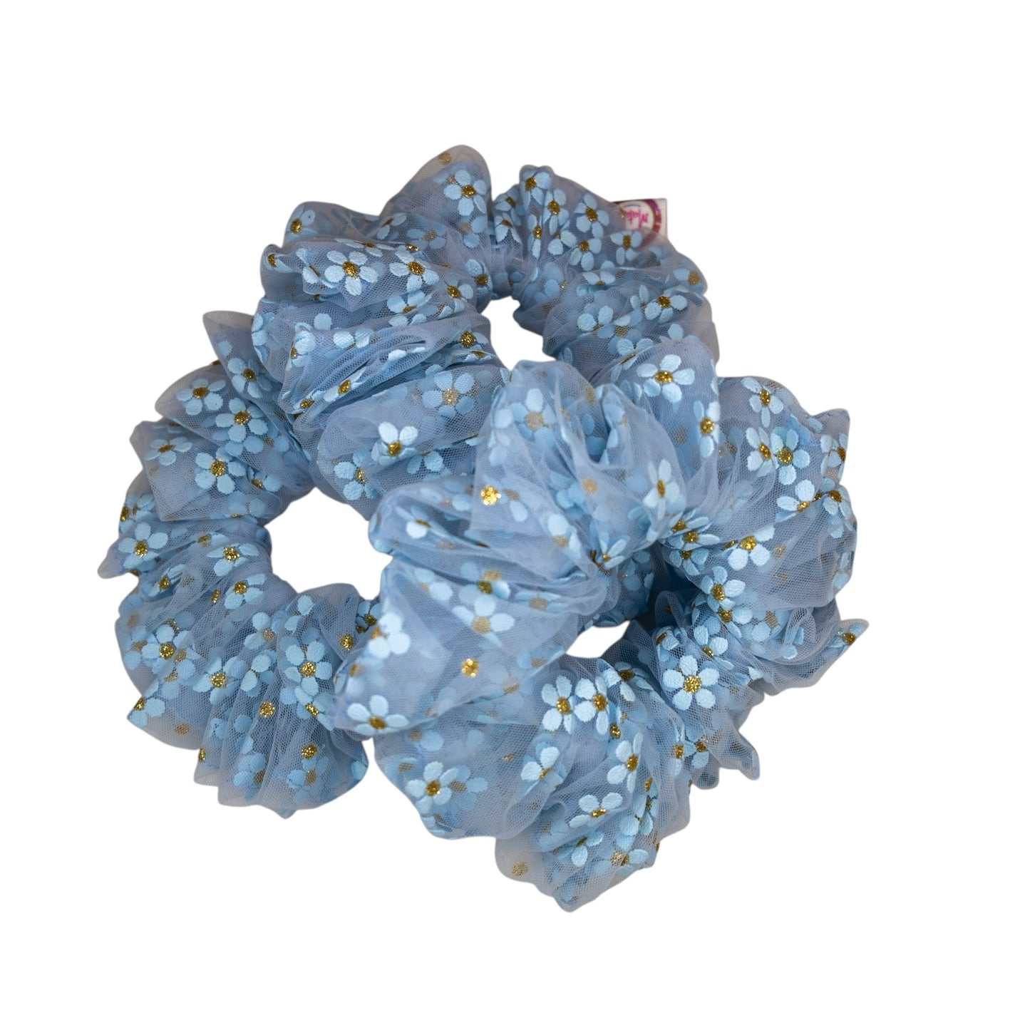 Scrunchie flores celeste