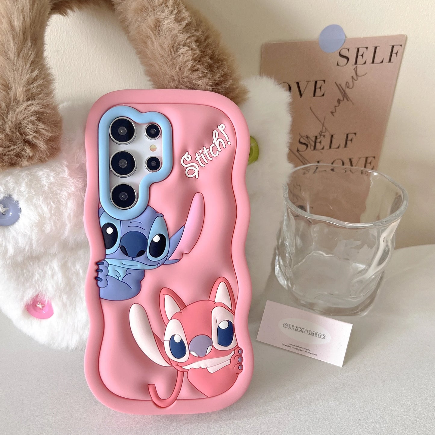 Carcasa Stitch Y Angel silicona para Samsung