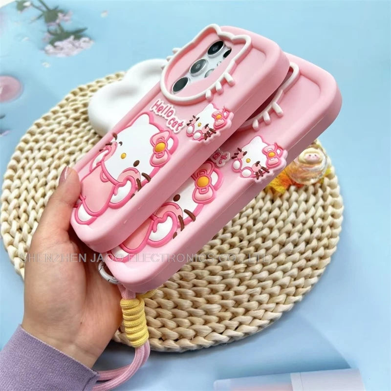 Carcasa Silicona Hello Kitty rosada para Samsung