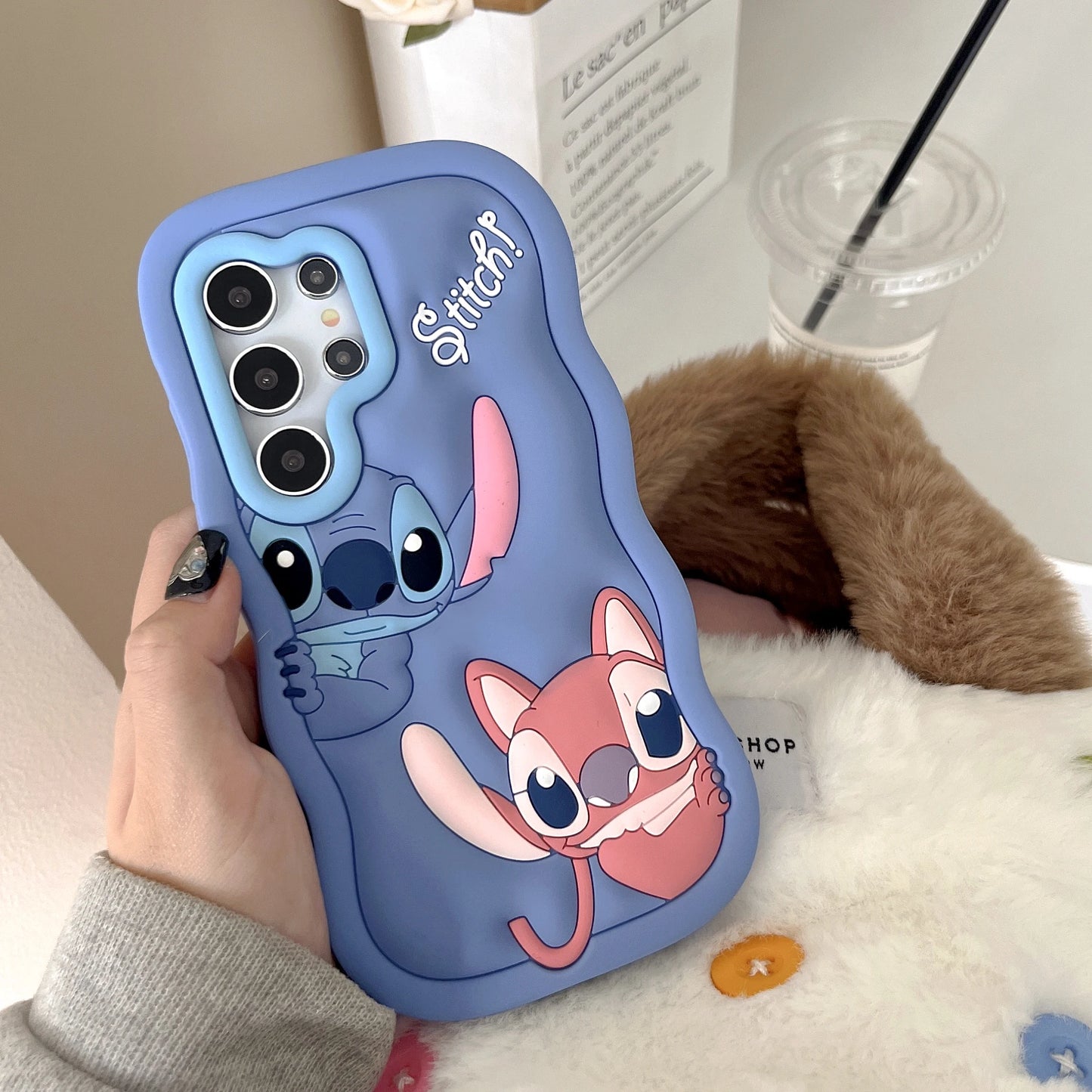 Carcasa Stitch Y Angel silicona para Samsung