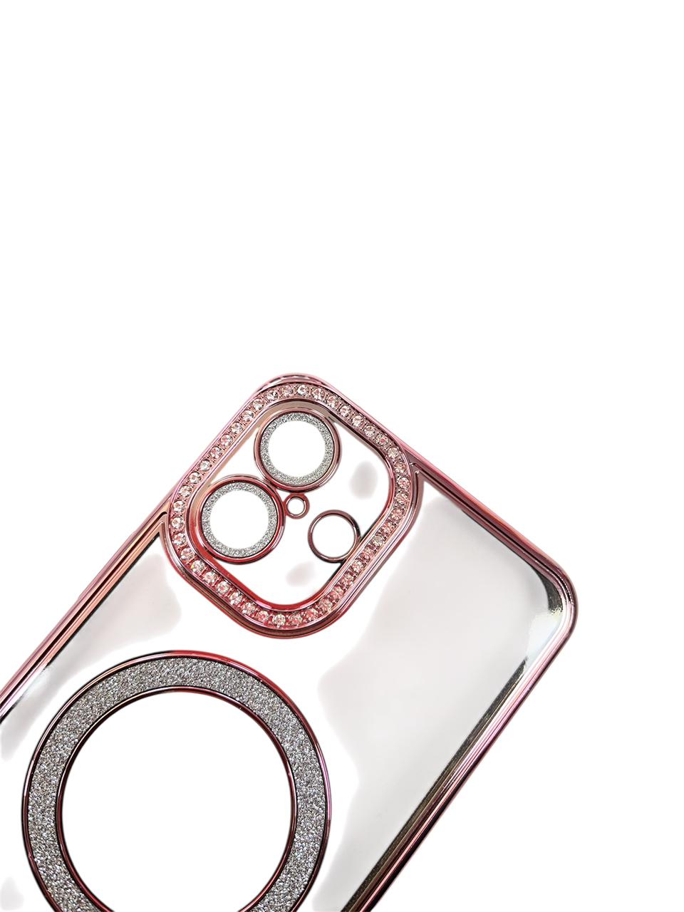 Carcasa 16 Plus brillos + Magsafe rose gold