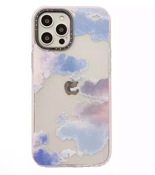 Carcasa tipo casetify Nubes bordes rosados