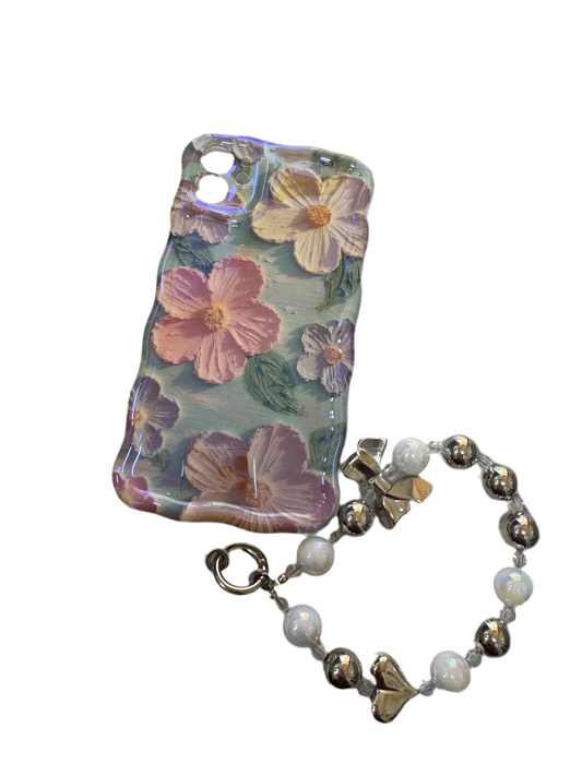 Carcasa Flores color pastel con colgante