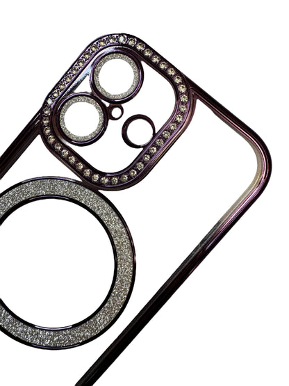 Carcasa iPhone 17 brillos + Magsafe morado oscuro