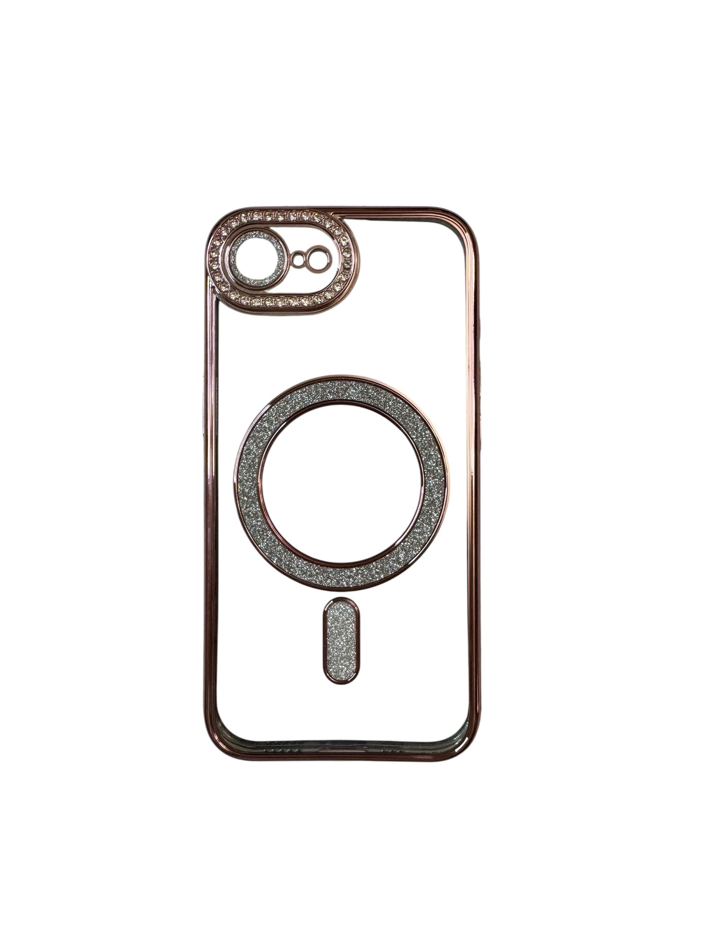 Carcasa iPhonr 16e Magsafe con brillos rose gold