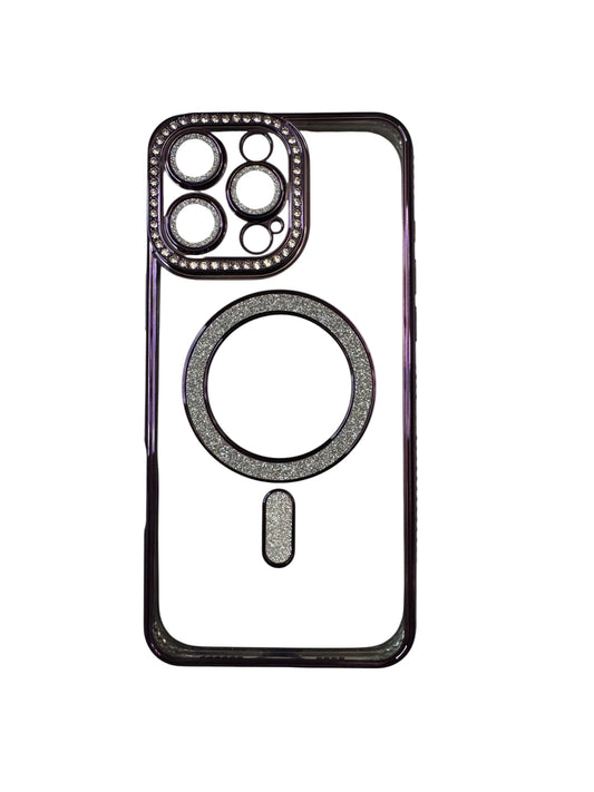 Carcasa 16 Pro Max brillos + magsafe morado oscuro