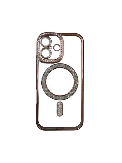 Carcasa iPhone 17 brillos + Magsafe rose gold