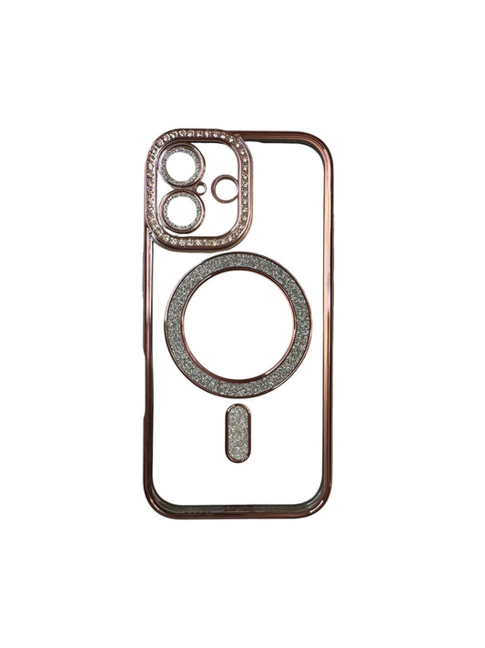 Carcasa iPhone 17 brillos + Magsafe rose gold