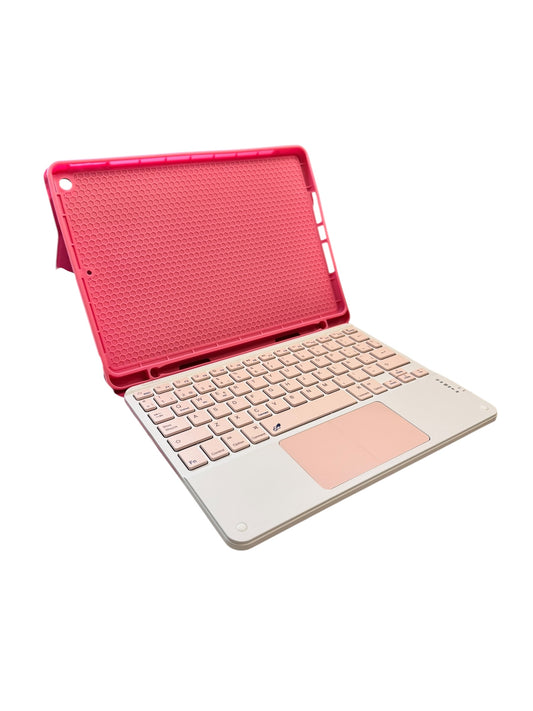 Carcasa + teclado + mousepad para IPAD 10.2 fucsia