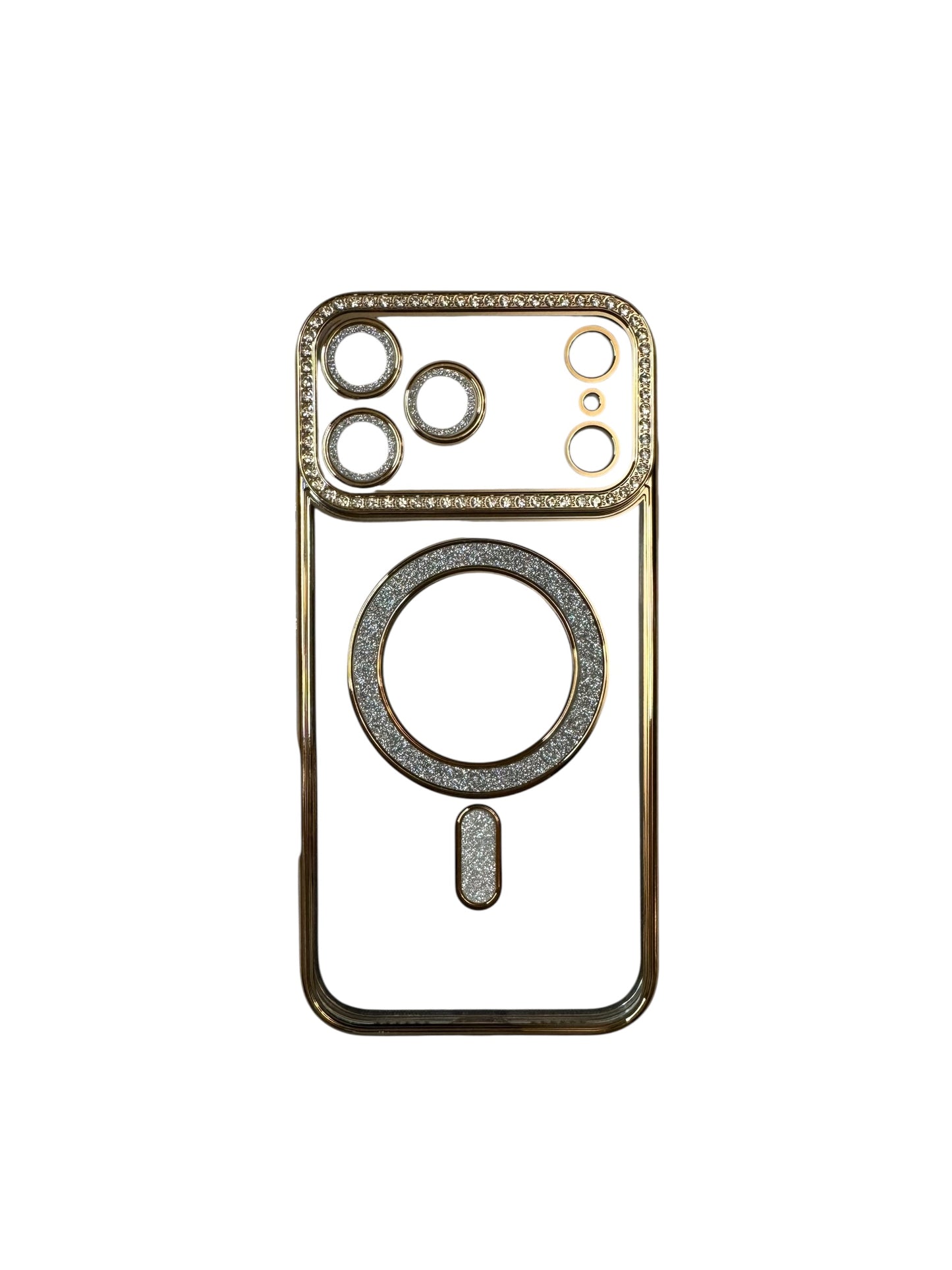 Carcasa iPhone 17 brillos + Magsafe dorado