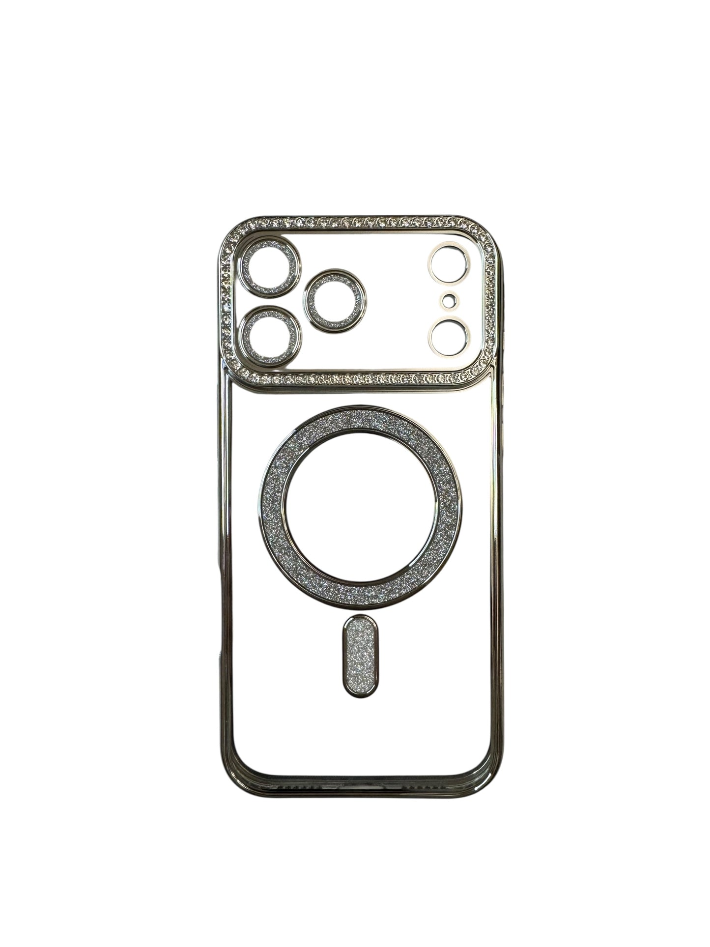 Carcasa 17 Pro Max brillos + Magsafe plateado