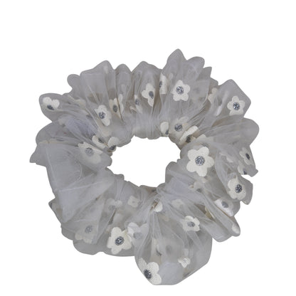 Scrunchie flores blanco