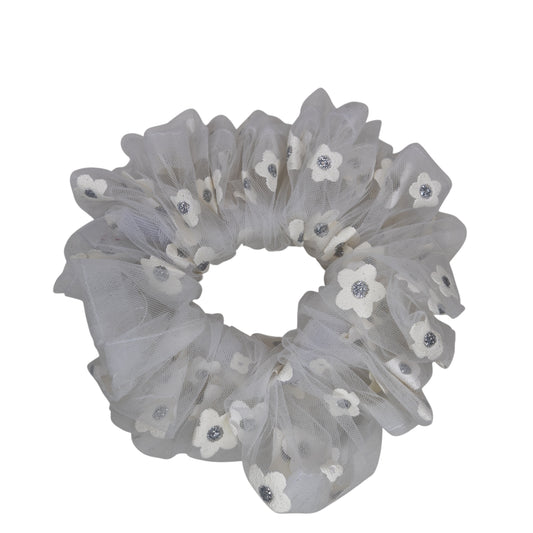 Scrunchie flores blanco