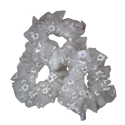 Scrunchie flores blanco