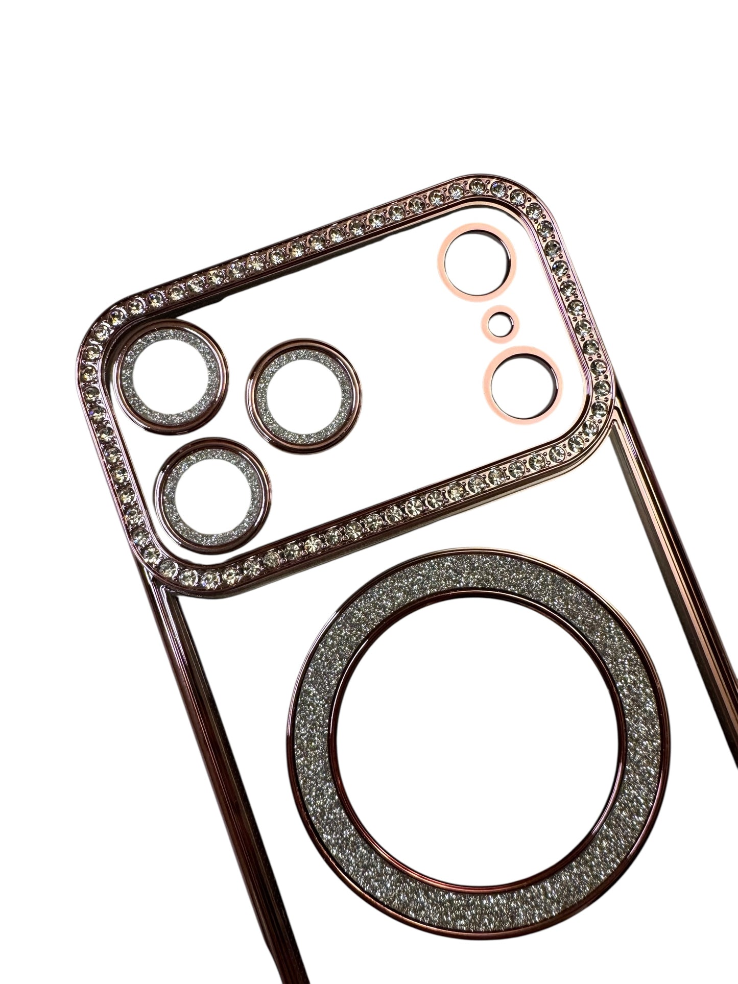 Carcasa 17 Pro Max brillos + Magsafe rose gold