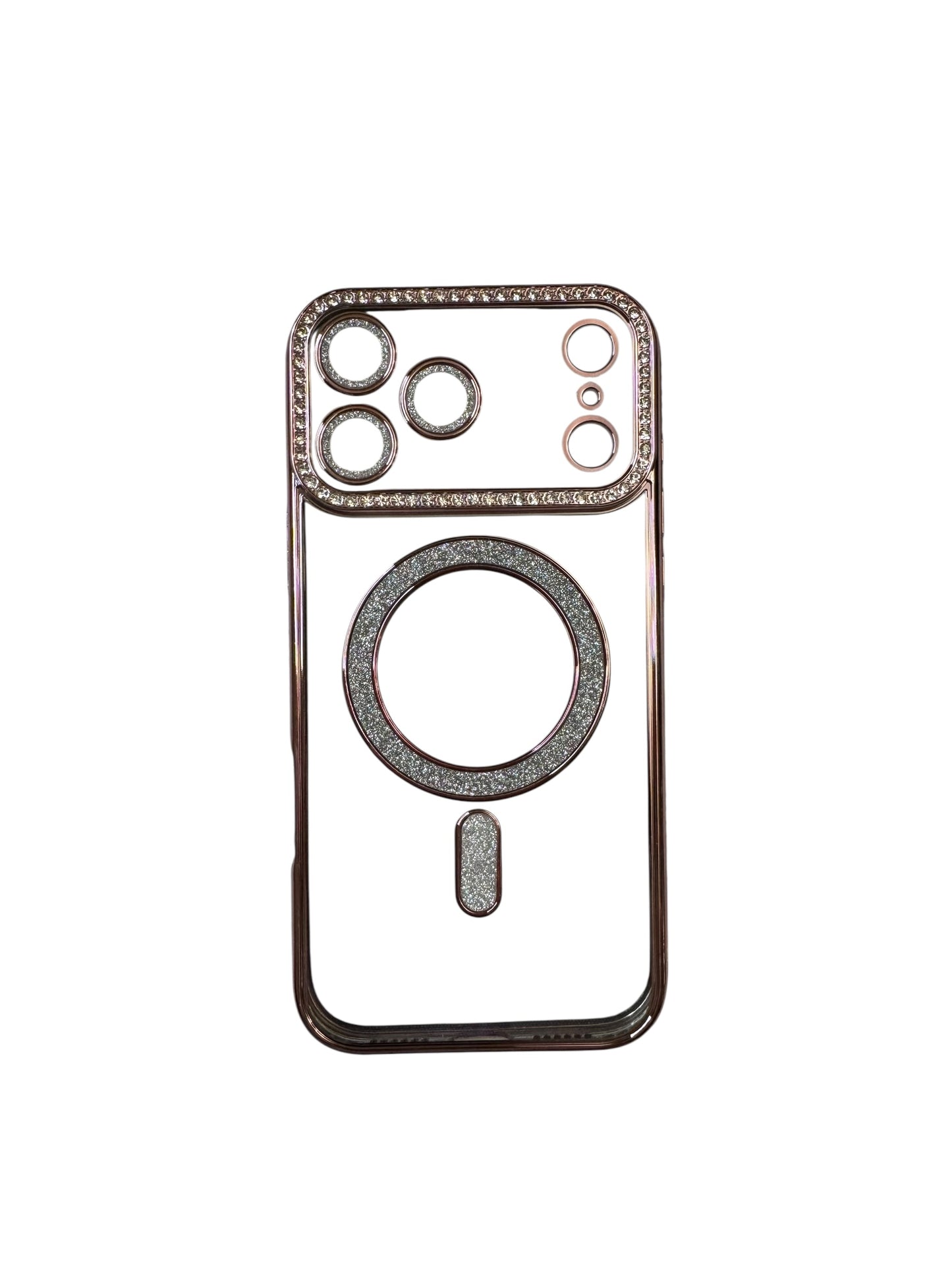 Carcasa 17 Pro Max brillos + Magsafe rose gold