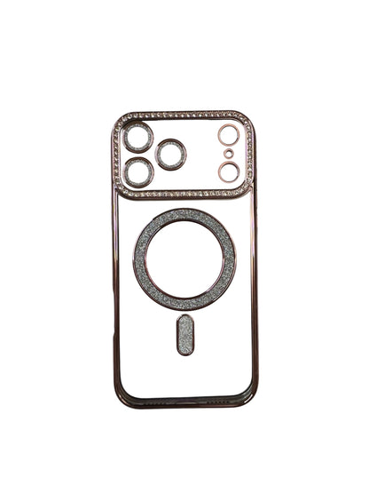 Carcasa 17 Pro Max brillos + Magsafe rose gold