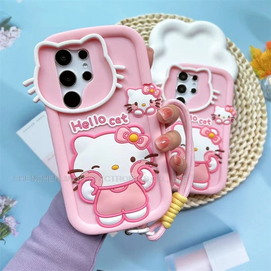 Carcasa Silicona  Hello Kitty rosada para Samsung