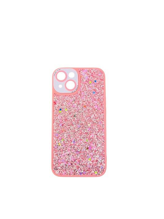 Carcasa Iphone 13/14 brillos rosa