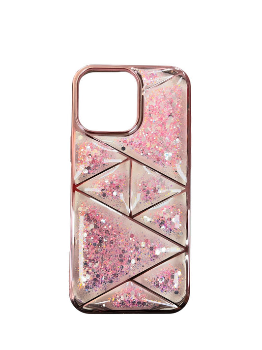 Carcasa Iphone 16 pro max triángulos rosa