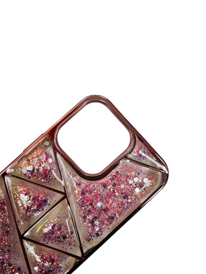 Carcasa Iphone 16 pro max triángulos rosa