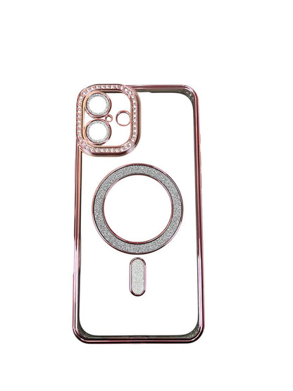 Carcasa 16 Plus brillos + Magsafe rose gold