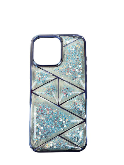 Carcasa Iphone 16 Plus triángulos celeste