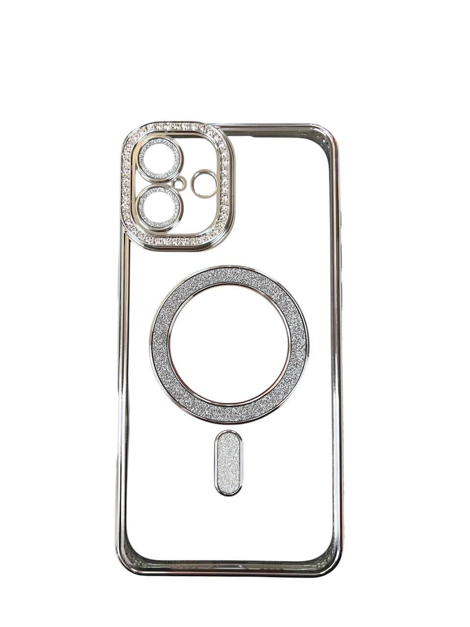 Carcasa Iphone 16 Plus brillos + Magsafe plateado