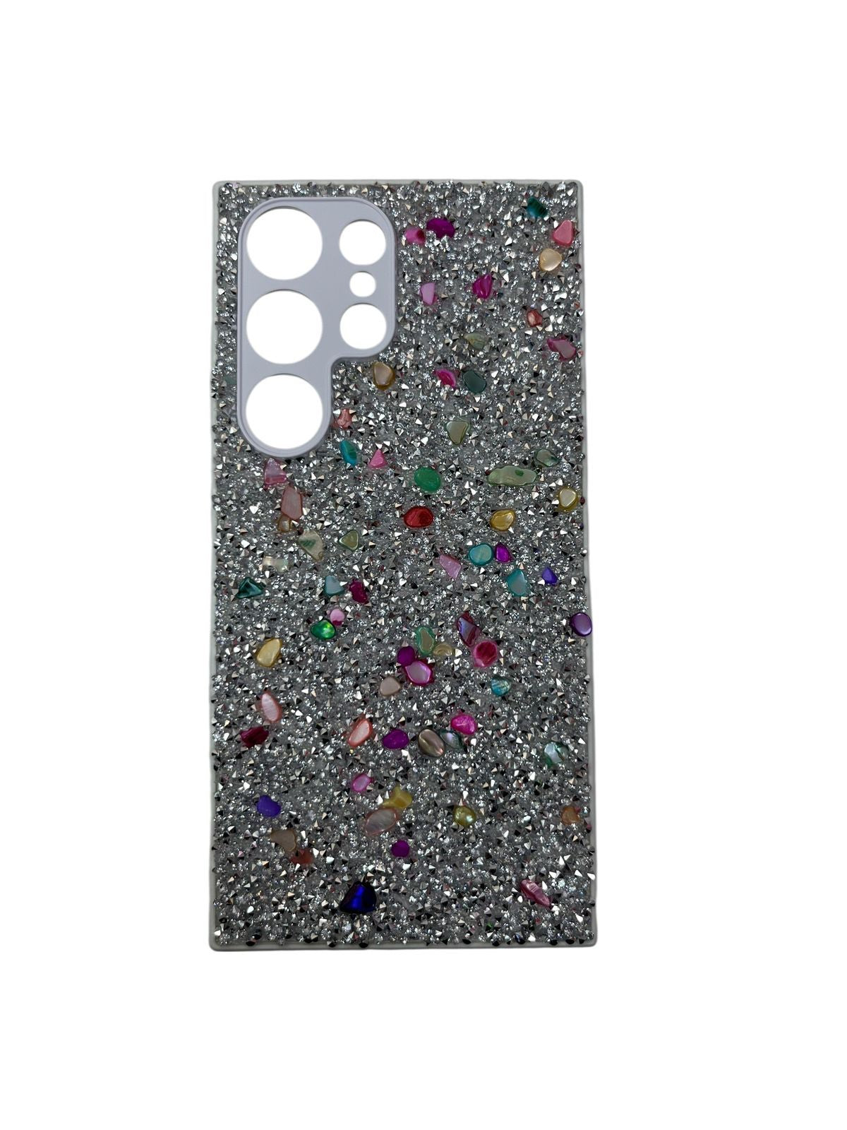 Carcasa Samsung S24 brillos plateados